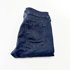 Mother Looker Ankle Fray Guilty as Sin Black Denim Jeans Ripped Raw Hem Size 29